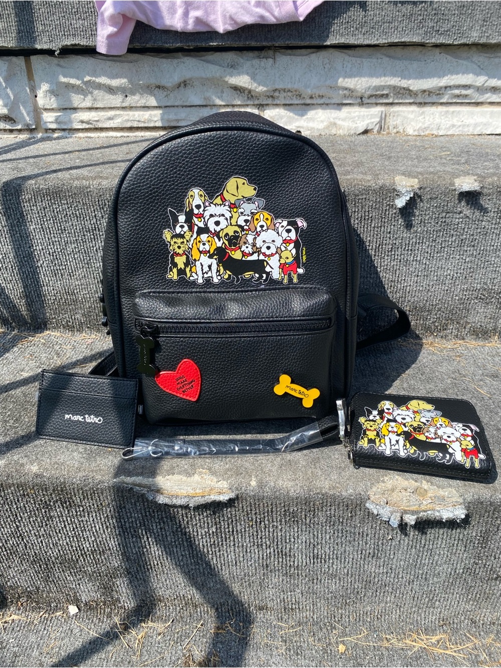 New Marc Tetro Multi-Dog Mini Backpack with Zip Wallet and Cardholder Set